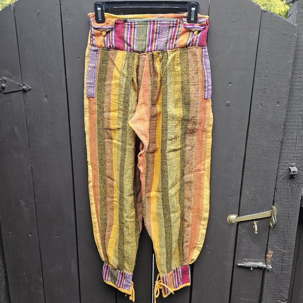 Colorful cotton boho harem yoga pants size S